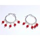 PENDIENTES AROS DE PLATA CON PERLAS CORAL. 