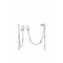 pendientes plata de ley cadena earcuff 