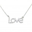 gargantilla de plata rodiada LOVE con zirconitas