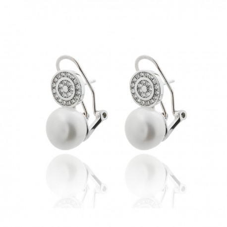 PENDIENTES DE PLATA PERLA BLANCA OMEGA