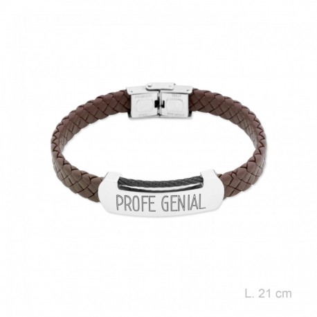 pulsera de piel trenzada PROFE GENIAL