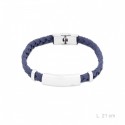 pulsera de hombre trenzada azul con chapa