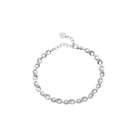 PULSERA DE PLATA RODIADA INFINITO CON CIRCONITAS