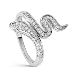 Anillo de plata rodiado serpiente con circonitas