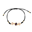 Pulsera de hilo negro piedra natural óvalo y rombo