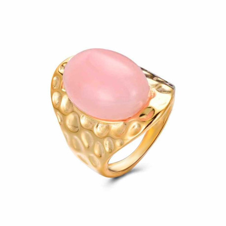 Anillo de piedra natural cuarzo rosa de 18 mm chap