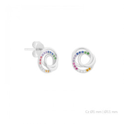 pendientes de plata circulo con circontias colores