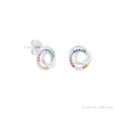 pendientes de plata circulo con circontias colores