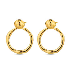 Pendientes de acero 316 chapado oro 18 kt disco 