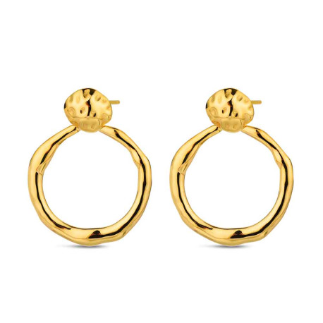 Pendientes de acero 316 chapado oro 18 kt disco 