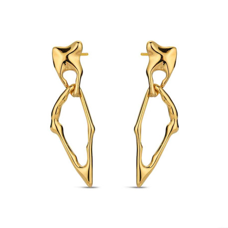 Pendientes de acero 316 chapado oro 18 kt rombo