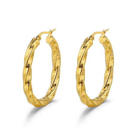 Pendientes de acero 316 chapado oro 18 kt aro oval