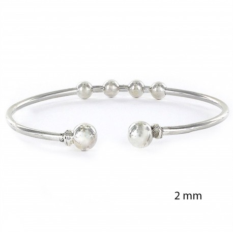 brazalete de plata abierto de 2 mm