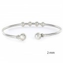 brazalete de plata abierto de 2 mm